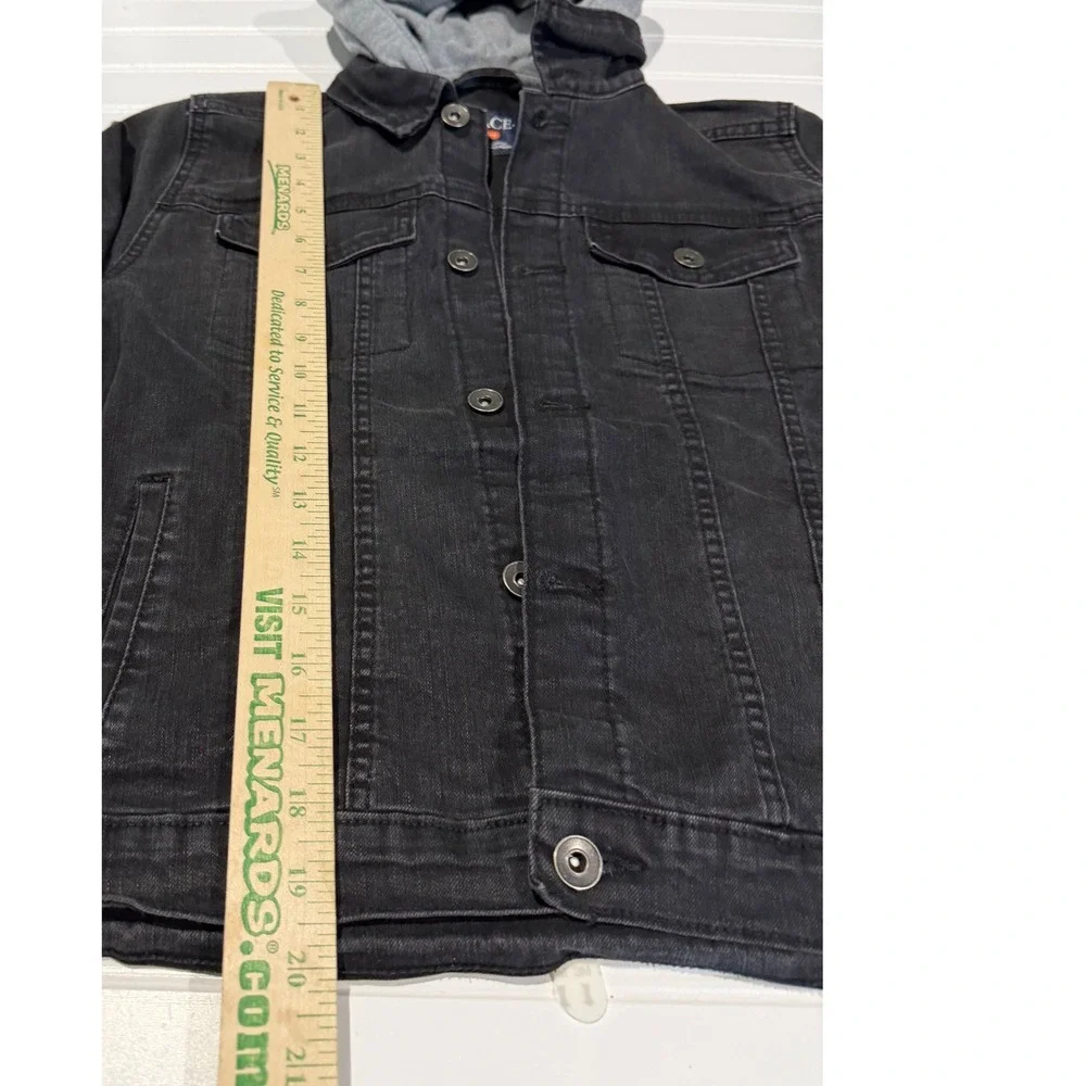 The Childrens Place Kids Black Denim‎ Hooded Trucker Jacket Size L 10/12